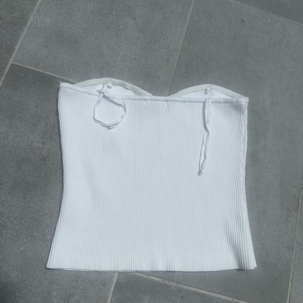 White Ribbed Women's Top - Picture 3 of 5